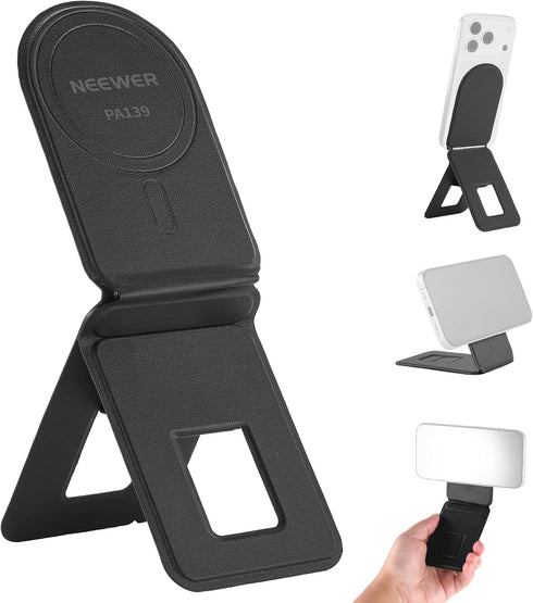 NEEWER Magnetic Phone Desk Tripod Stand Selfie Stick, Multi Angle Foldable Lightweight Portable