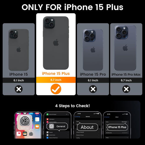 Goton for iPhone 15 Plus Case with Screen Protector - Slide Camera Cover Protective Phone Case with Ring Stand, Heavy Duty Shockproof Rugged Bumper for iPhone 15 Plus Accessories Black