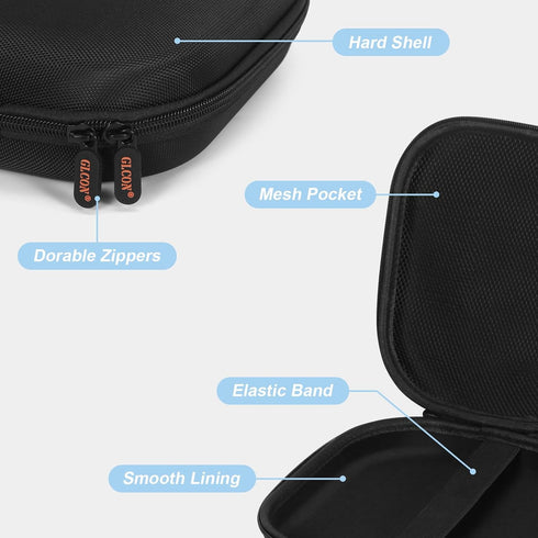 Hard Shell Headphone Case - Durable Zipper Portable Carrying Pouch Bag for Universal Headphone Travel