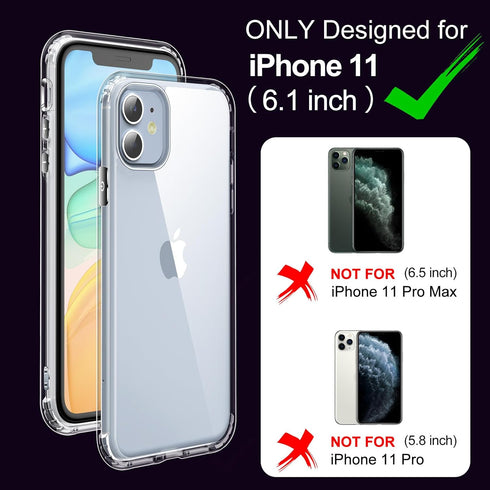 jaroco iPhone 11 Case 6.1-Inch, Non-Yellowing Shockproof Phone Bumper Cover, Anti-Scratch Clear