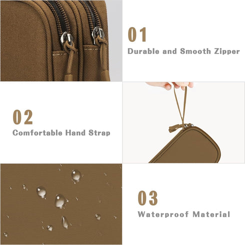 FYY Electronic Organizer, Portable Waterproof Travel Cable Bag for Charger, Phone, Earphone, Medium Size-Brown