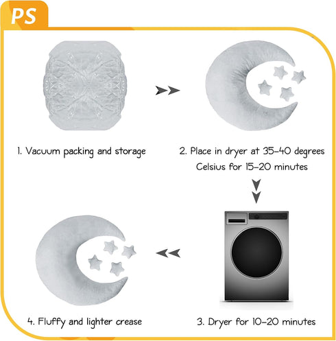 IGMaryBox Baby Moon Star Pillow Infant Posing Pillow Newborn Photography Prop Newborn Photography Posing Pillows Grey