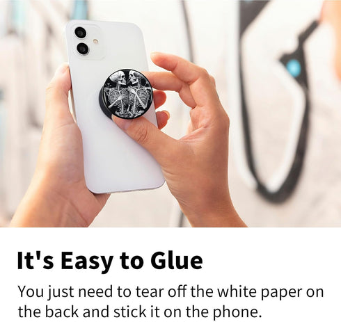2-Pack Phone Case Holder for Fingers, Pop it for Phone Grip with Expanding Kickstand, Skull Leaf