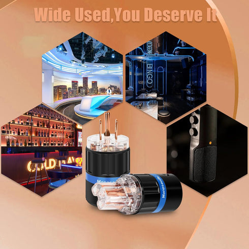 Monosaudio HiFi Power Plug, Pure Copper 15A/125V IEC C13/C15 Connector for DIY Audiophile Power Cord