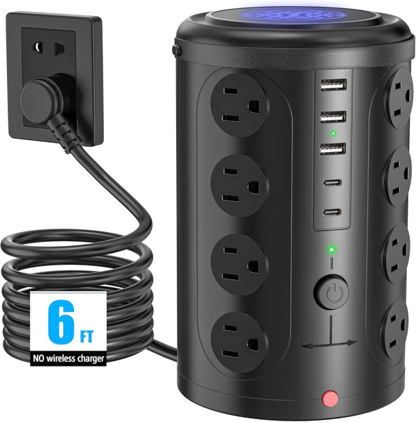UWIWUTEI Tower Power Strip Surge Protector with 16 Outlets and 5 USB Ports