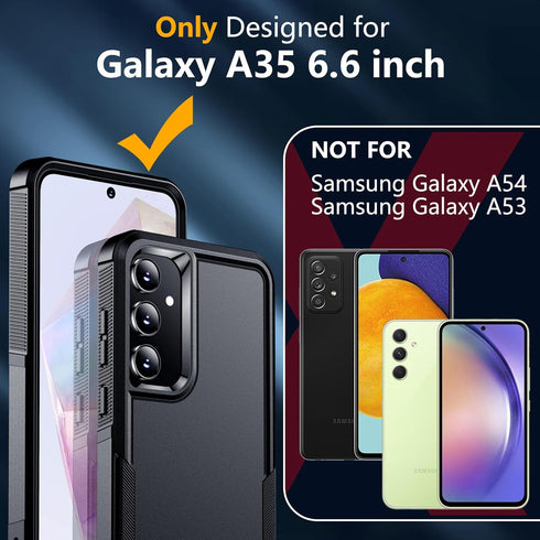 SPIDERCASE Heavy Duty Shockproof Case for Samsung Galaxy A35 5G, Black, 12 FT Military Grade Drop Protection