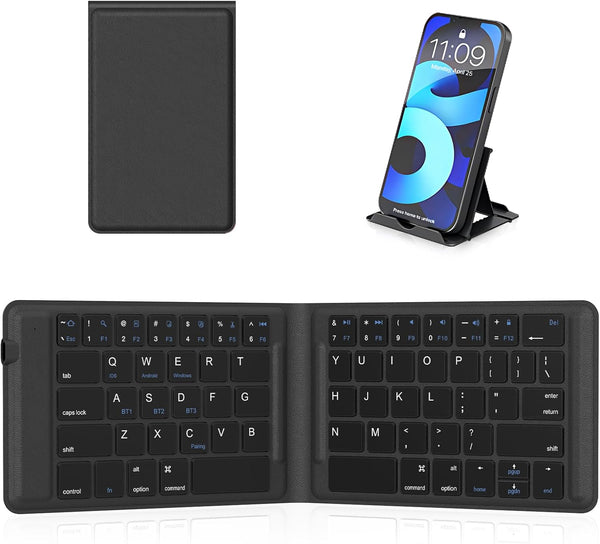 OMOTON Foldable Bluetooth Keyboard, Wireless Folding Keyboard, Multi-Device and Rechargeable, Portable for iPhone,