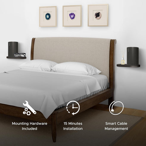 ERA100 Shelf Wall Mount, Black, Compatible with Sonos ERA 100 Speaker, Bracket and Cord Management