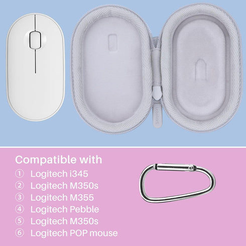 Mouse Case for Logitech Pebble 2, M350s, M350, M355, i345, POP Slim Bluetooth Wireless Mouse, Off White.