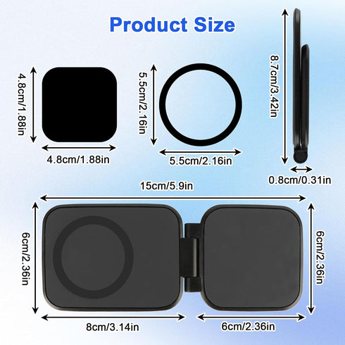 XSMNER 3.5mm 270 17/16/15 Magnetic Phone Holder for Car, Ultra Thin Foldable Car Phone Holder Mount, Anti-Shake Phone