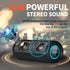 Portable Wireless Bluetooth Speaker, IPX7 Waterproof, 25W Loud Stereo Sound, Built-in Mic, 16H Playtime with Lights