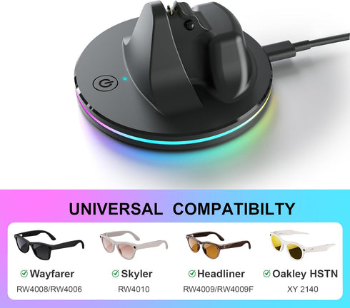 Charging Dock for Ray-Ban Meta Smart Glasses,Charging Station Compatible with Wayfarer, Skyler, Headliner & Oakley
