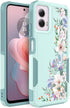 Cute Flowers Floral Design Case for Motorola Moto G Power 2024 5G, Slim Soft TPU Bumper Shockproof Cover, Mint Green