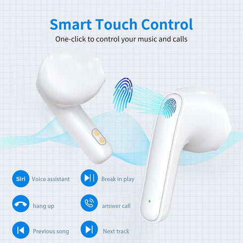 Mini Bluetooth Earbuds with Microphone, Wireless Earphones for Kids & Adults, IPX5 Waterproof, USB-C Charging