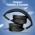 rockpapa Grade Wired Headphones with Microphone, Lightweight Foldable Stereo, 3.5mm Jack, Black