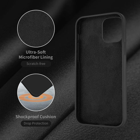 Cordking Silicone Shockproof Case for iPhone 12/12 Pro, Soft Anti-Scratch Microfiber Lining, 6.1 inch, Black