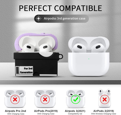 Maxjoy for Airpods 3rd Generation Case, Cute 3D Box Cover, Shockproof for Men Women with Cleaner Kit & Keychain