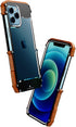 Kowauri Case for iPhone 12 Pro Max, Drop Protection Aluminum Metal Wood Bumper Frame Cover, Black