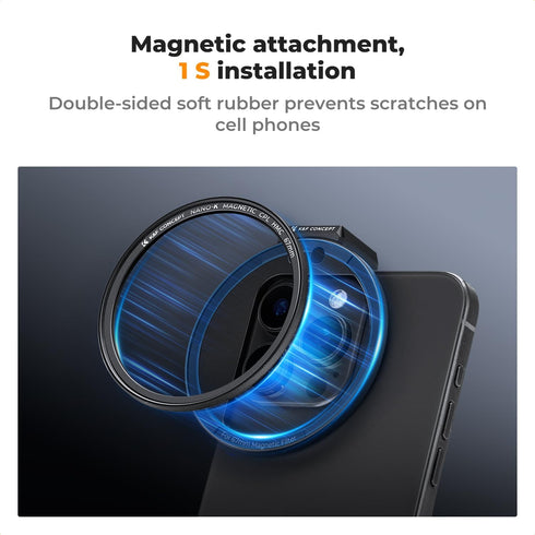 K&F Concept 67mm Clip On CPL Magnetic Phone Lens Filter Kit, Phone Clip with Magnetic Adapter Ring/Cold Shoe/Locking