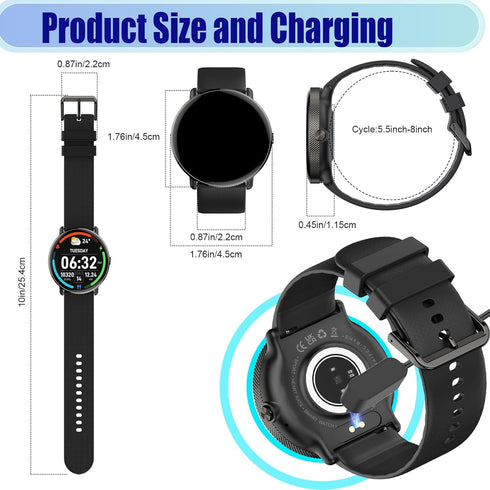 Goodatech 1.43" SmartWatch for Men and Women with Phone Call, IP68 Waterproof, Fitness Tracker