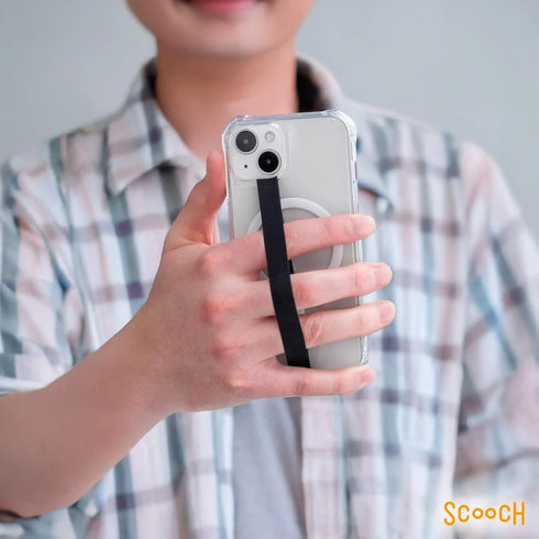 Scooch Bandmate, Elastic Flexible Phone Strap, Universal Slim Hand Finger Grip, Non-Slip Cell Phone Holder, Fits All