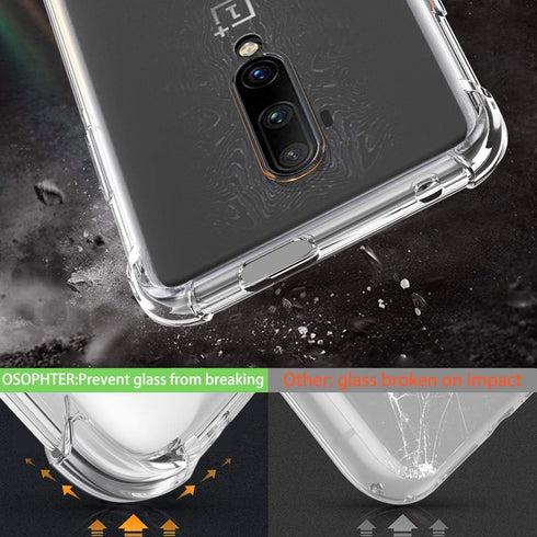 Osophter Clear Transparent Case for Oneplus 7T Pro - Reinforced Corners TPU Shock-Absorption Flexible Cell Phone Cover