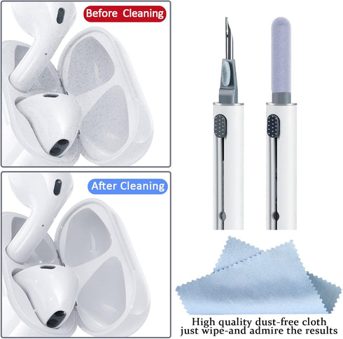 2Pcs Airpod Cleaner Kit, Multi-Function Earbud Cleaning Kit for Airpods Pro 1 2 3, Soft Brush Flocking Sponge for