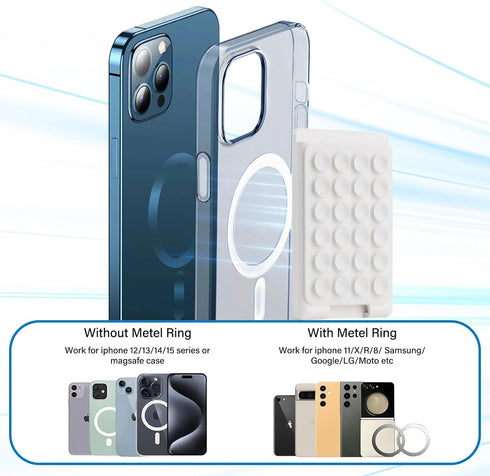 Magnetic Suction Phone Card Holder Mount for MagSafe, Compatible with iPhone MagSafe Phone Case, White