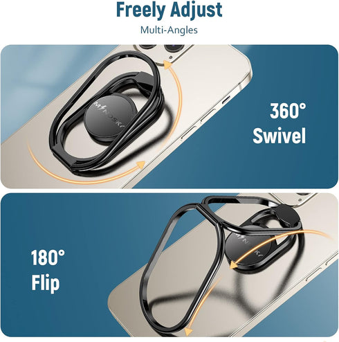 Phone Ring Holder with Car Magnetic Mount, Metal Phone Ring Finger Kickstand for iPhone, iPad, Smartphones