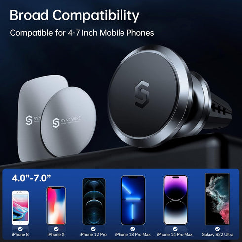 Syncwire Magnetic Phone Holder for Car, Super Strong Magnet Phone Holder Mount Air Vent 360° Rotatable