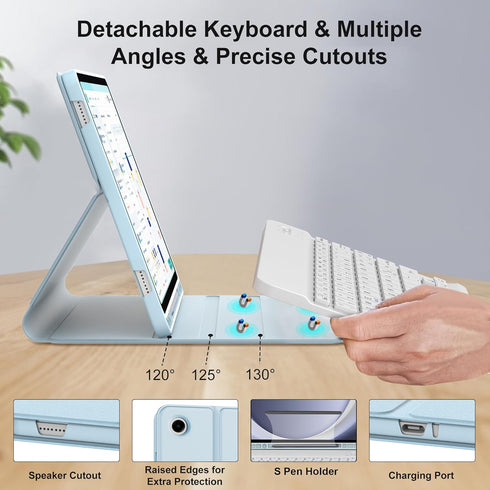 Keyboard Case for Samsung Galaxy Tab A9 Plus/A9+ 5G 11” (SM-X210/X216/X218), Detachable Wireless Bluetooth Keyboard,