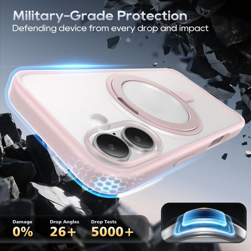 Niunisi 17 6.3-Inch 360 6.3" 2025, for iPhone Case with Magnetic Ring Stand Compatible with MagSafe Frosted Matte
