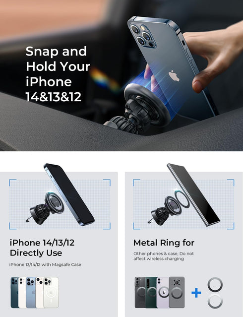 LISEN MagSafe Car Mount iPhone Holder, 20X Strong Magnetic Phone Holder for Car, Fits iPhone 15 Plus iPhone 14 Pro Max