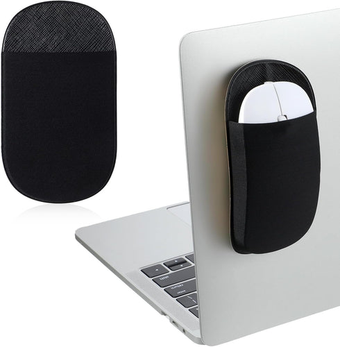 Aeaocvo Slim Mouse Holder for Laptop, Universal Stick-On Mouse Pouches with Reusable Adhesive