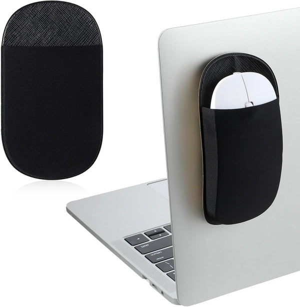Aeaocvo Slim Mouse Holder for Laptop, Universal Stick-On Mouse Pouches with Reusable Adhesive