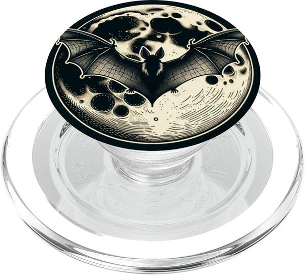 PopSockets MagSafe PopGrip for iPhone: Vintage Moon with Bat Silhouette Retro Horror