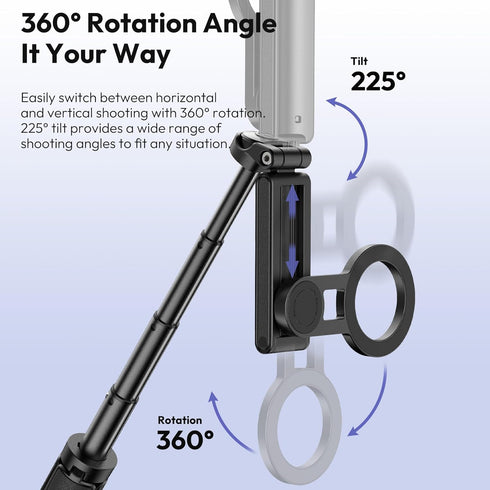 ULANZI JJ03 17/16/15/Android, 360 Magnetic Phone Tripod, Portable Selfie Stick Tripod for Magsafe with Remote, Mini