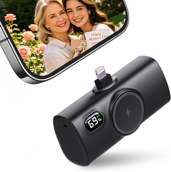 TCNOLL Mini Power Bank Compatible with iPhone,5000mah Travel On-the Go Portable Charger, Handy