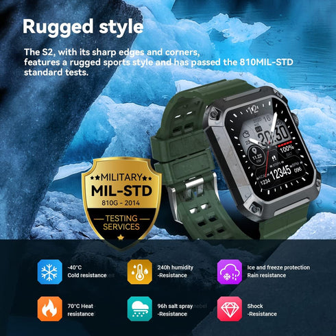 Njord Gear Military Smart Watches for Men, Bluetooth Call, 5ATM Waterproof, Fitness Tracker, Heart Rate Monitor