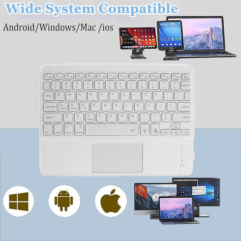Wireless Bluetooth Keyboard, 10-inch Ultra-Slim 7 Color Backlight Keyboard with Touchpad, Rechargeable Portable