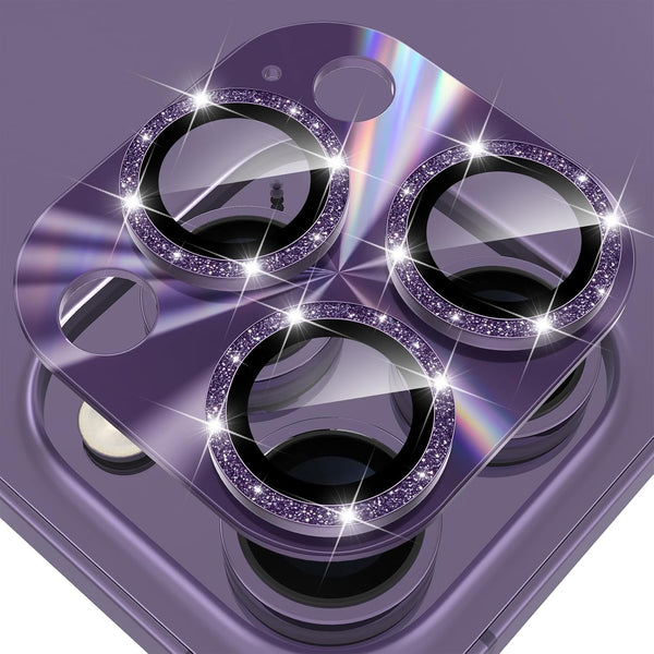 YWXTW Camera Lens Protector for iPhone 14 Pro Max/iPhone 14 Pro, 5X Strengthen Tempered Glass (Purple Glitter)