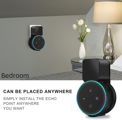 Echo Dot Wall Mount Holder for 3rd Generation, Black, Space Saving Alexa Accessories with Built-in Cable Management
