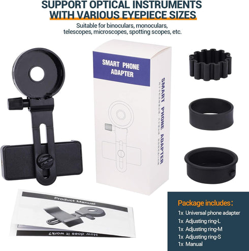 LAKWAR Telescope Phone Adapter - Universal Cell Phone Mount for Binoculars, Monocular, Microscope, Smartphone Holder