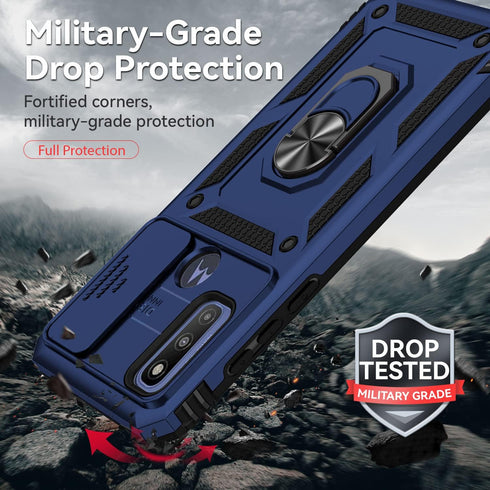 SMKY Moto G Pure Phone Case, Military Grade 16ft Drop Tested with Screen Protectors, Camera Cover, Magnetic Kickstand,