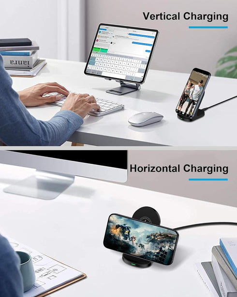 Wireless Charger Stand, Android Cordless QI Charging Pad for Galaxy S24 Ultra, Google Pixel, Apple iPhone 15