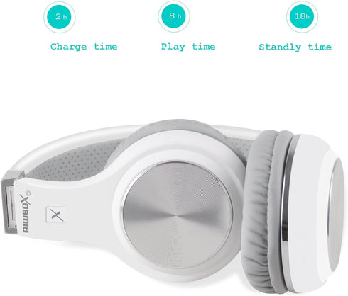 Riwbox XBT-80 Bluetooth Headphones, Folding Stereo Wireless Over Ear with Microphone and Volume Control, Wireless and