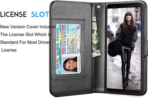 Tekcoo Wallet Case for Galaxy Note 9 - PU Leather with ID Cash Slots, Detachable Magnetic Hard Case, Black