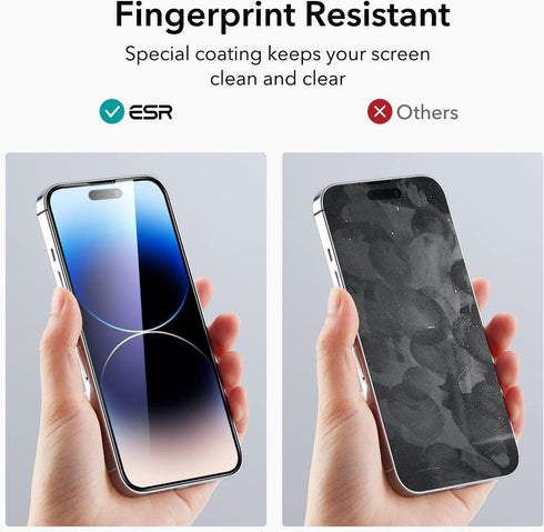 ESR 3 Pack Tempered Glass Screen Protector for iPhone 14 Pro, Military-Grade Protection, Easy Installation Frame,