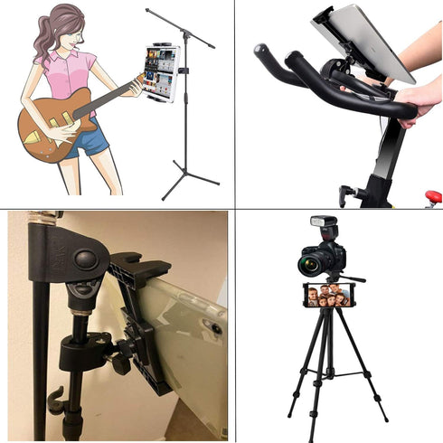 Microphone Music Stand Tablet Smartphone Holder Mount Heavy Duty 360 Degree Swivel Clamp for 3.5 to 13.5in Phone