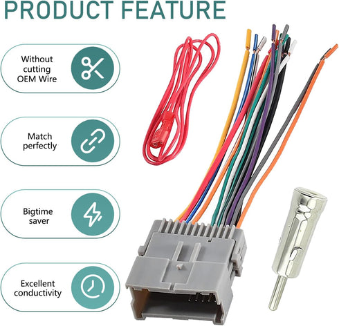 Zeathery Hummer Speaker Wiring Harness Radio Wiring Harness, Audio CD Player Pigtail, Modification Accessories